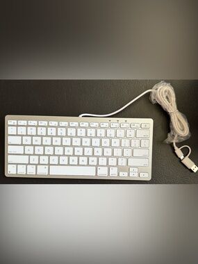 Compact silver USB Wired Keyboard for Mac or PC